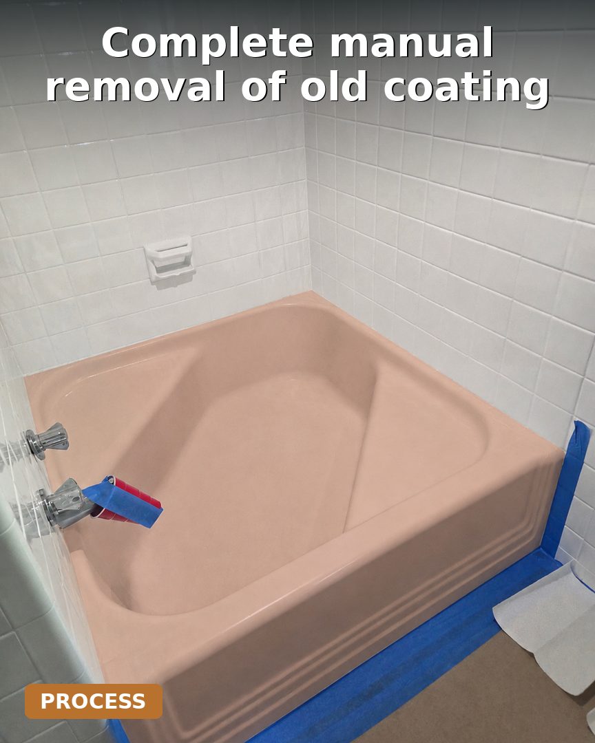 Bathtub coating removal in process